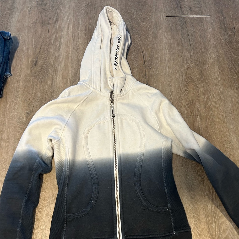 LULULEMON Gray White Special Edition Scuba Dip Ombré Full-Zip Hood Jacket Size 6